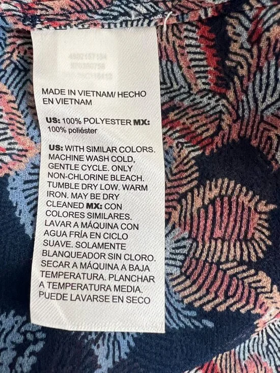 Chico’s NWT Size 4 US 20 Blue Floral Ruffle Front Blouse Long Sleeve Boho Top - Picture 3 of 12